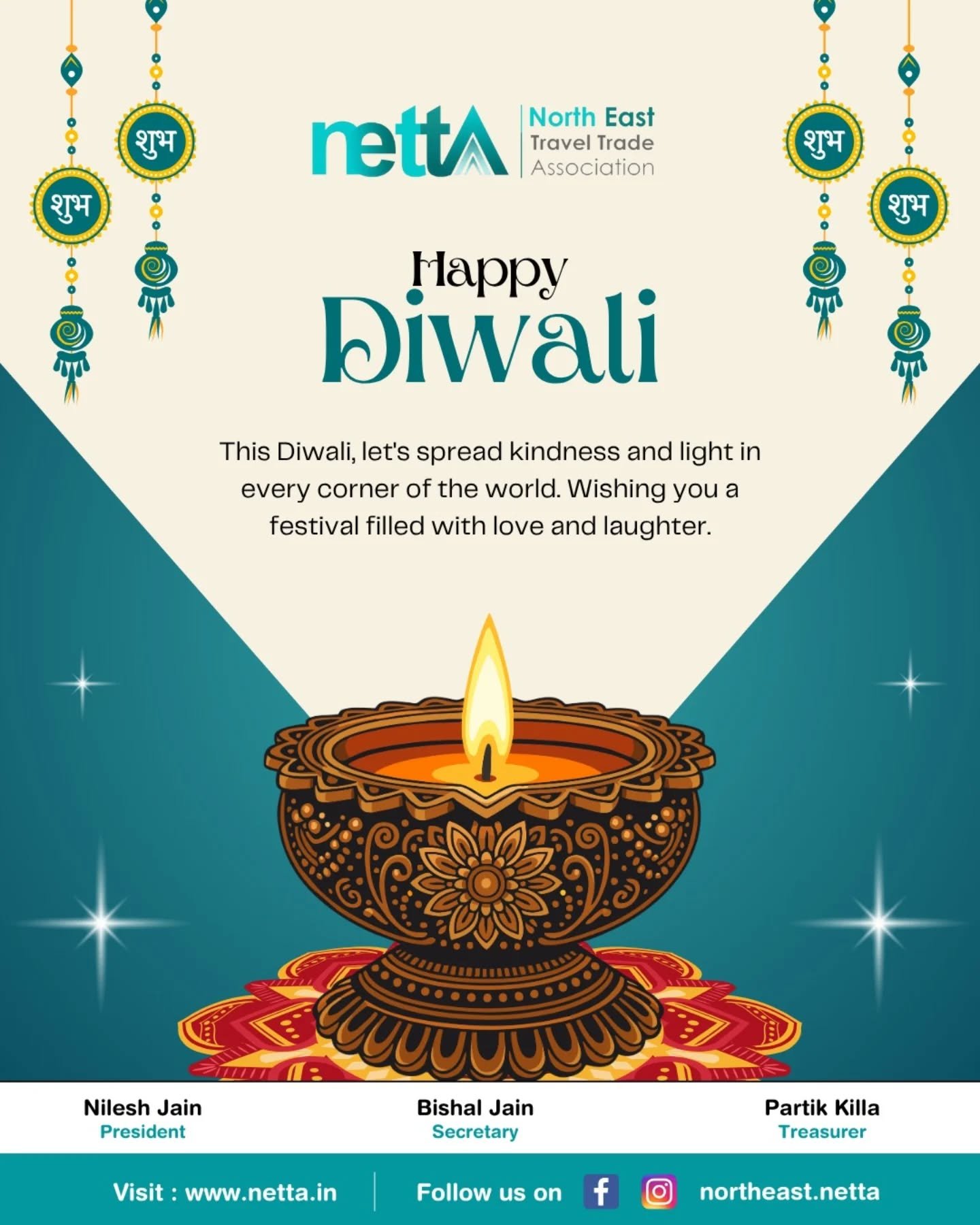 ✨ Let the light of Diwali illuminate hearts and spread joy everywhere!
Wishing you a festival filled with love, laughter, and endless blessings. 🪔💛

#HappyDiwali #Diwali2025 #FestivalOfLights #DiwaliCelebration #LightAndLove #JoyfulMoments #DiwaliWishes #FestiveVibes #NETTA #TravelConnectInspire #ShubhDeepavali